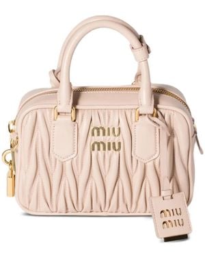 Miu Miu Mini Arcadie Tasche Aus Matelasse-Leder - Pink