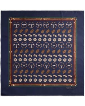 Ralph Lauren Automotive-Print Silk Scarf - Blue