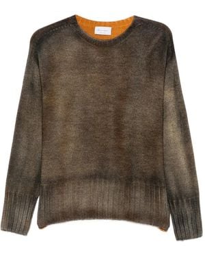 AROVESCIO Gradient-Effect Ribbed-Trim Jumper - Green