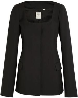 Calvin Klein Square-Neck Concealed-Fastening Jacket - Black