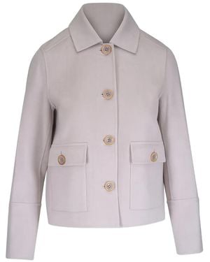 Kinross Cashmere Birch Pocket Short Coat - Grey
