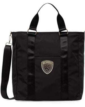 Blauer Logo-Patch Tote Bag - Black