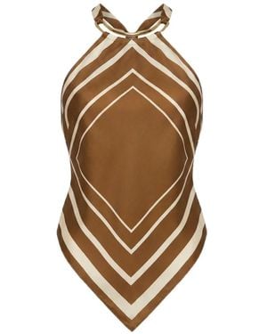 Nicholas Skye Halterneck Top - Brown