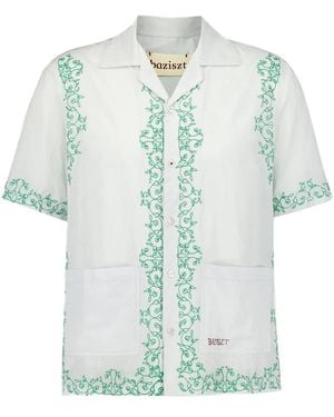 BAZISZT Embroidery Shirt - Blue