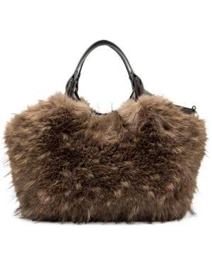 Gianni Chiarini Medium Dua Faux-Fur Leather Tote Bag - Brown