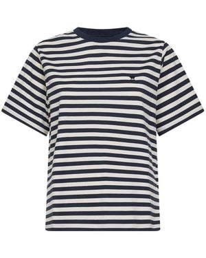 Weekend by Maxmara Venaco Striped Butterfly-Logo T-Shirt - Blue