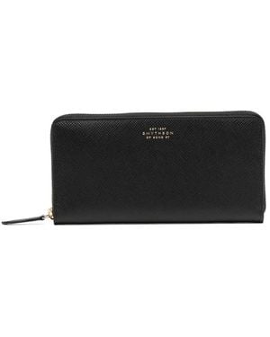 Smythson Zipped Leather Purse - Black