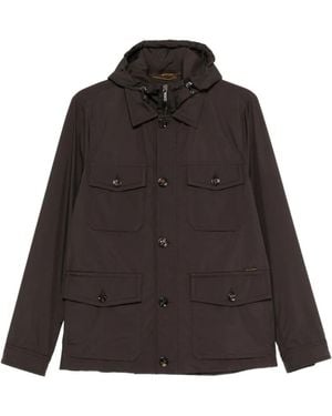 Moorer Button Hooded Jacket - Black