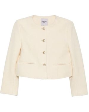 LA PISCINE Button-Up Cropped Jacket - Natural