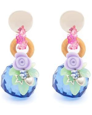 Amir Slama Floral-Motif Drop Earrings - Blue