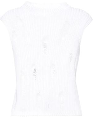 Gauchère Distressed Cotton Vest - White