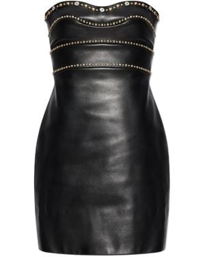 Versace Leather Off-Shoulder Dress - Black