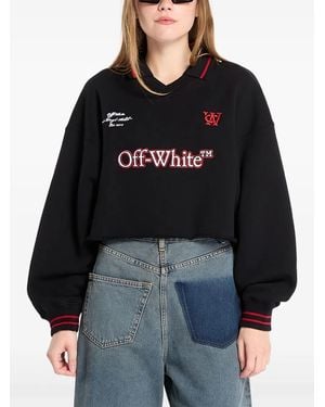 Off-White c/o Virgil Abloh Polo Collar Cropped Sweatshirt - Black