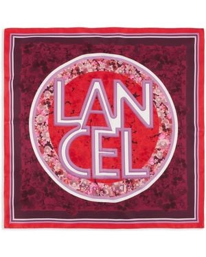 Lancel Roxanne Flowers-Print Silk Scarf - Red