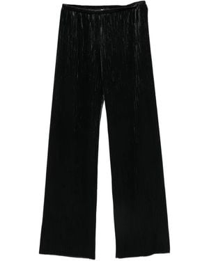 forte_forte Plissé-Effect Wide-Leg Trousers - Black