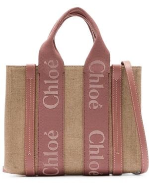 Chloé Small Woody Linen Tote Bag - Brown