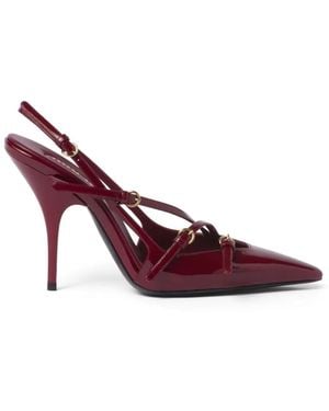 Miu Miu Patent Leather Slingbacks With Buckles - Red