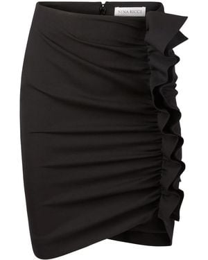 Nina Ricci Draped Ruffle Skirt - Black