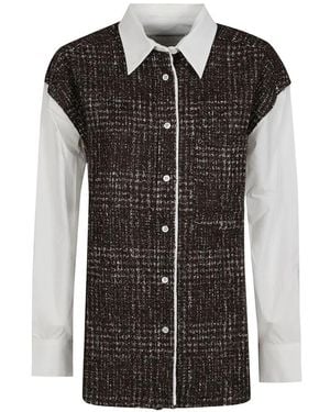 IRO Tweed-Panelled Long-Sleeve Shirt - Black