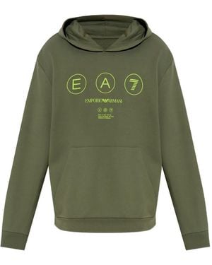 EA7 Logo-Print Hoodie - Green