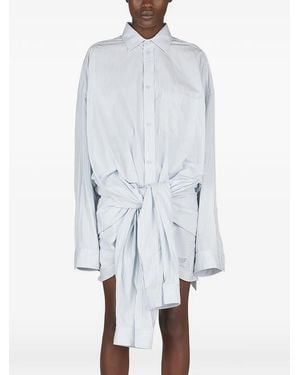 Balenciaga Pinstriped Mini Shirt Dress - White