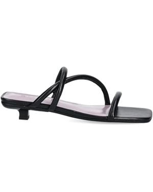 BY FAR 35Mm Leather-Wrapped Kitten-Heel Slides - Black