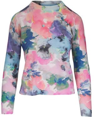 Kinross Cashmere Oberteil mit Blumen-Print - Blau