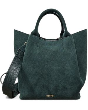 Poche Paris Torba Suede Logo-Stamp Tote Bag - Green