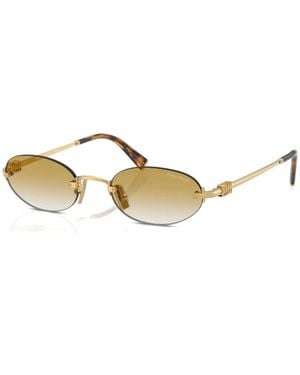 Miu Miu Rimless Oval-Frame Sunglasses - Metallic