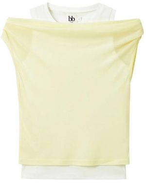 B+ AB Layered Off-Shoulder Tank Top - Yellow
