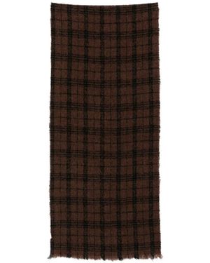 Destin Check-Pattern Frayed Scarf - Brown