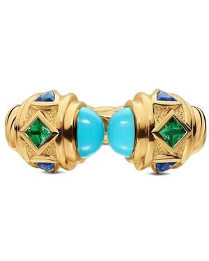David Yurman Anillo Renaissance En Oro Amarillo De 18 Ct Con Gemas - Azul