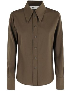 Rohe Camisa con botones y cuello de pico - Verde