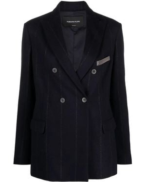 Fabiana Filippi Stripe-Detail Double-Breasted Blazer - Black