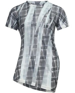 Y's Yohji Yamamoto Round-Neck Plaid T-Shirt - Blue
