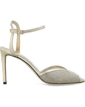 Jimmy Choo Sandales Sacora À Ornements En Cristal - White