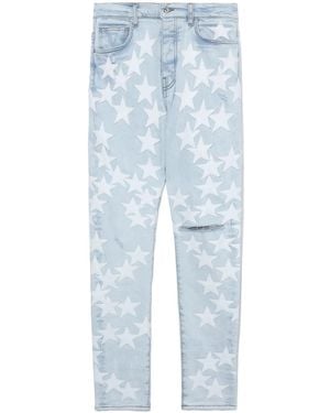 Amiri X Chemist Leather-Stars Skinny Jeans - Blue