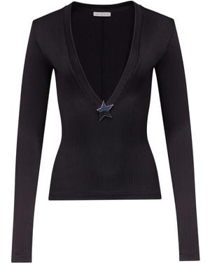 Area Star Stud-Detail Long-Sleeve Jumper - Blue