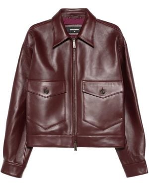 DSquared² Lederjacke Mit Tasche - Braun