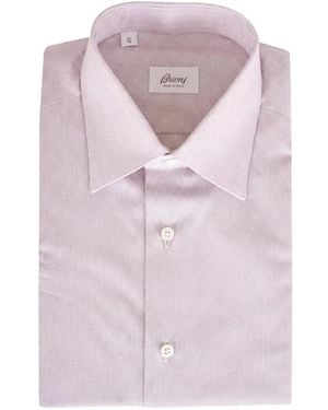 Brioni Micro-Pattern Cotton Shirt - Pink