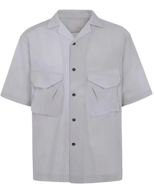 Ziggy Chen Short-Sleeve Flap-Pocket Shirt - Gray