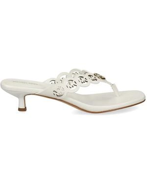 MICHAEL Michael Kors Logo-Cutout Kitten-Heel Sandals - White