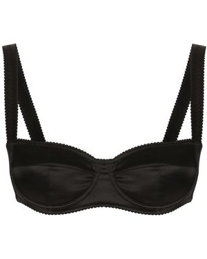 Dolce & Gabbana Satin-Finish Balconette-Style Bra - Black