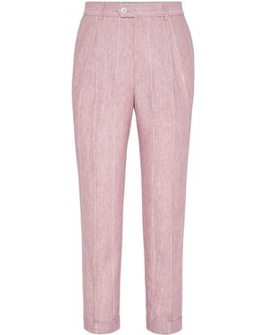 Brunello Cucinelli リネン テーパードチノパンツ - ピンク