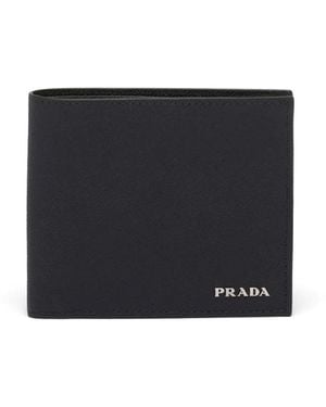 Prada Saffiano Wallet With Logo - Black
