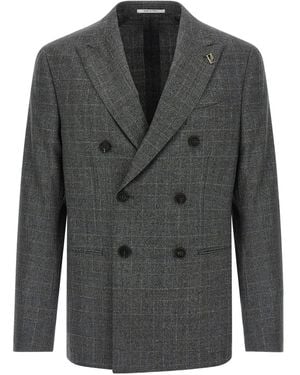 Pal Zileri Single-Breasted Checked Blazer - Gray