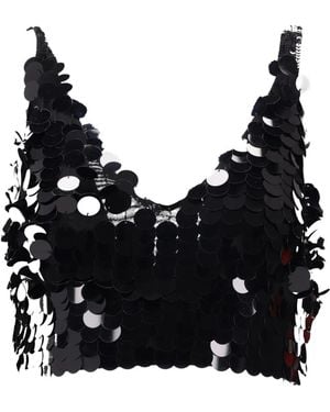 P.A.R.O.S.H. スパンコール クロップドトップ - ブラック