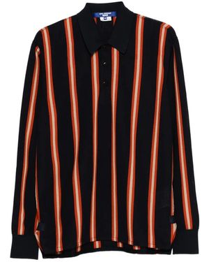 Junya Watanabe Striped Long-Sleeve Polo Shirt - Black