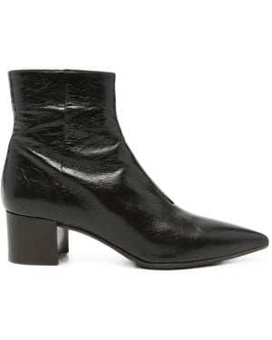 LORENA PAGGI Pointed-Toe Leather Ankle Boots - Black