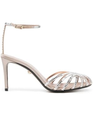 ALEVI Crystal-Embellished Caged-Design Sandals - Metallic